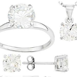 White solitaire in  .925 Sterling Silver  set